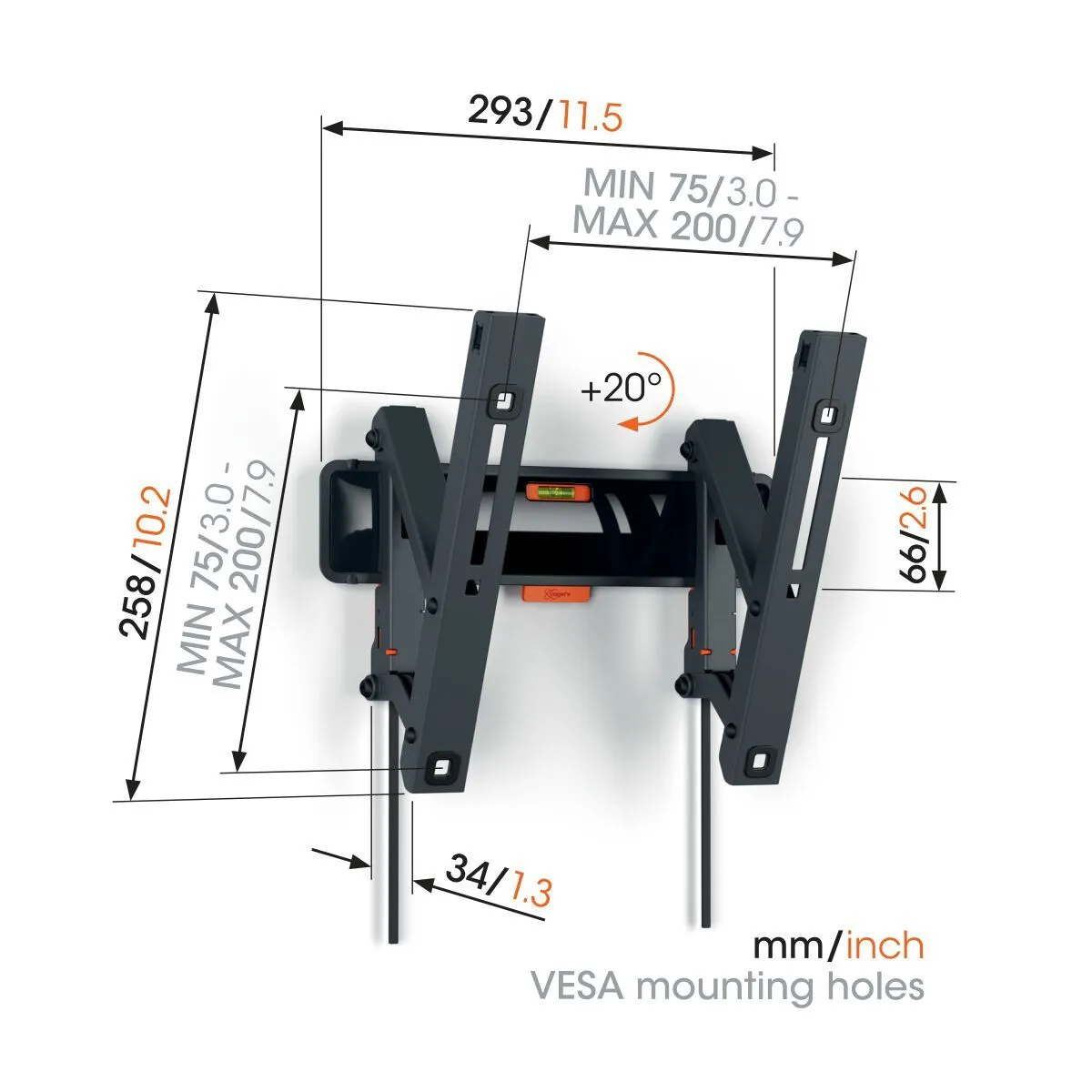Vogels Comfort TVM 3215 Tilting TV Wall Mount for TVs from 19 to 43 inches