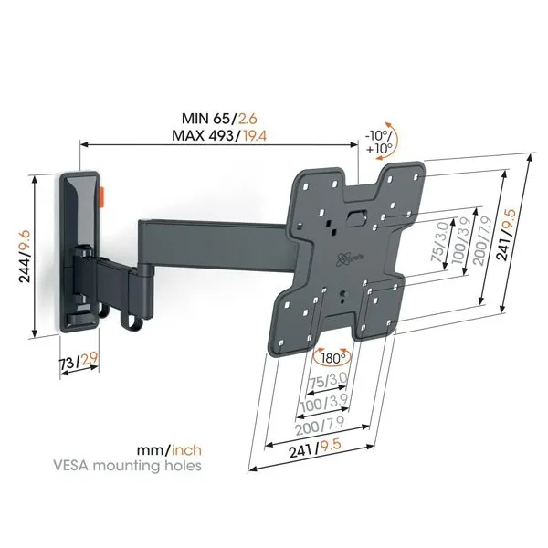 Vogels Comfort TVM 3245 Full-Motion TV Wall Mount  for TVs from 19 to 43 inches black