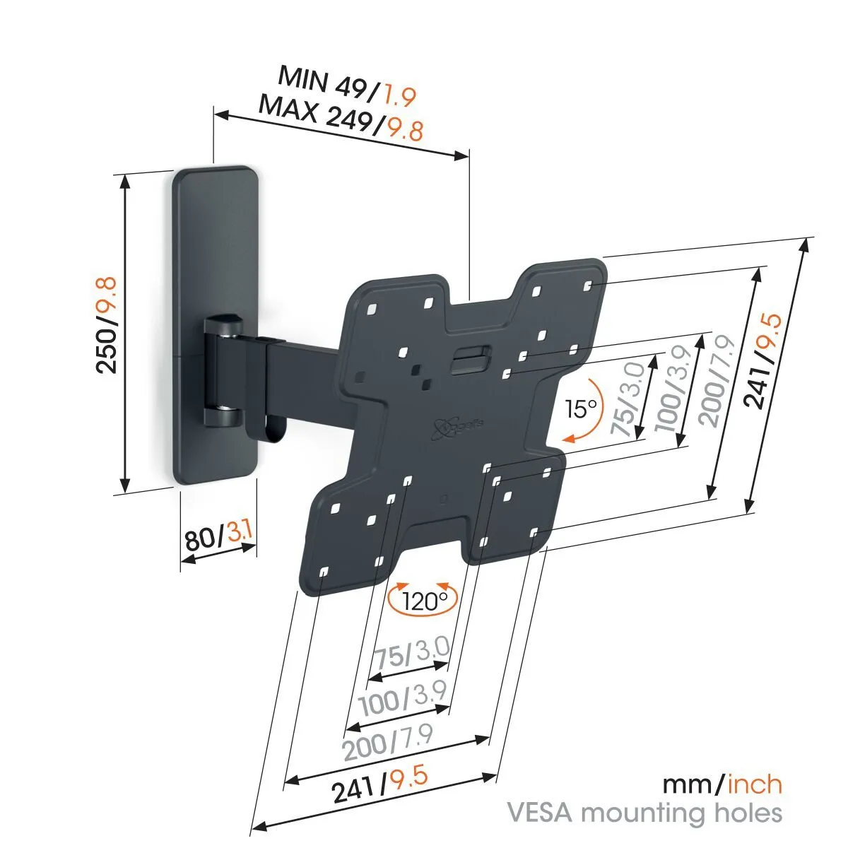 Vogels Quick TVM 1225 Full-Motion TV Wall Mount for TVs from 19 to 43 inches