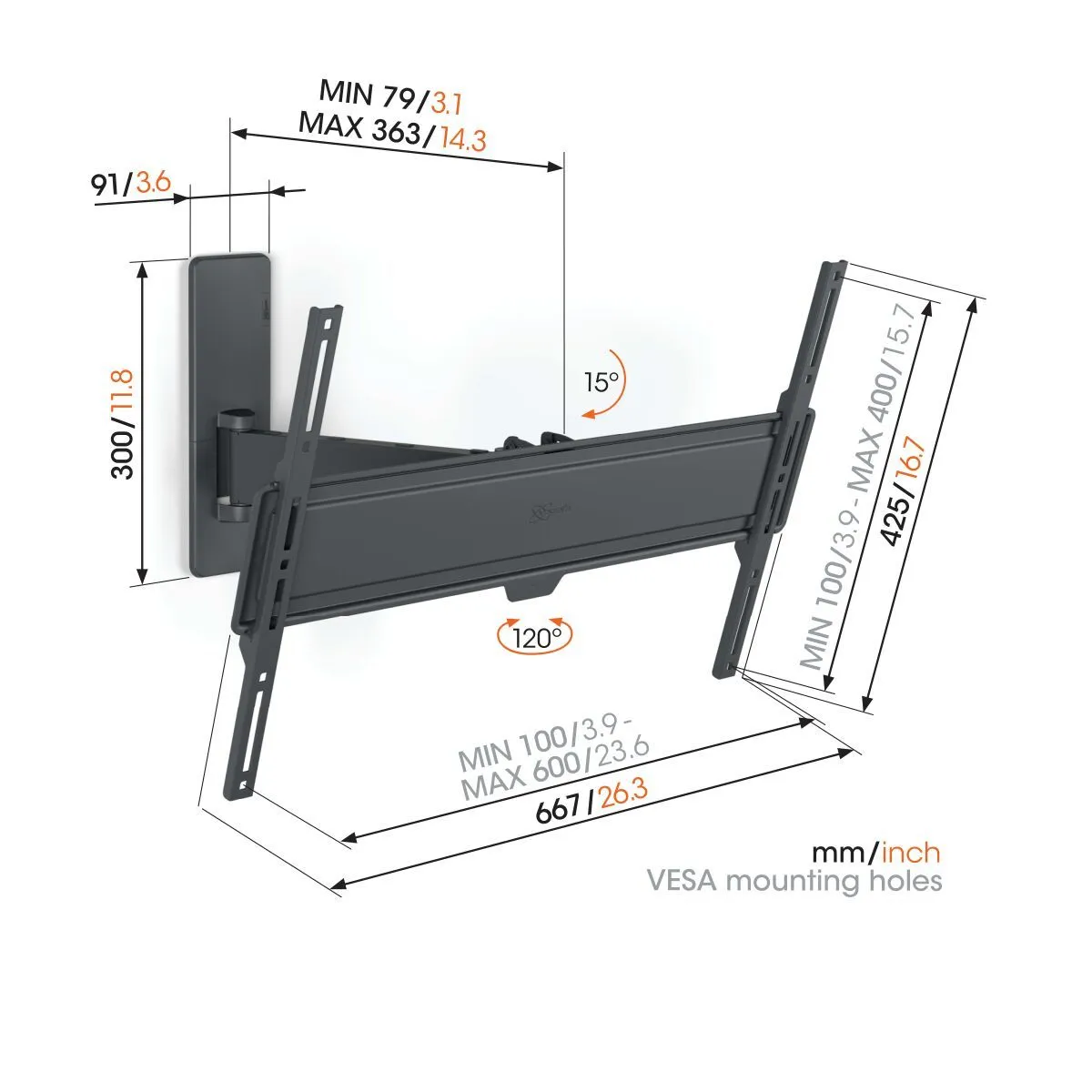 Vogels Quick TVM 1625 Full-Motion TV Wall Mount for TVs from 40 to 77 inches