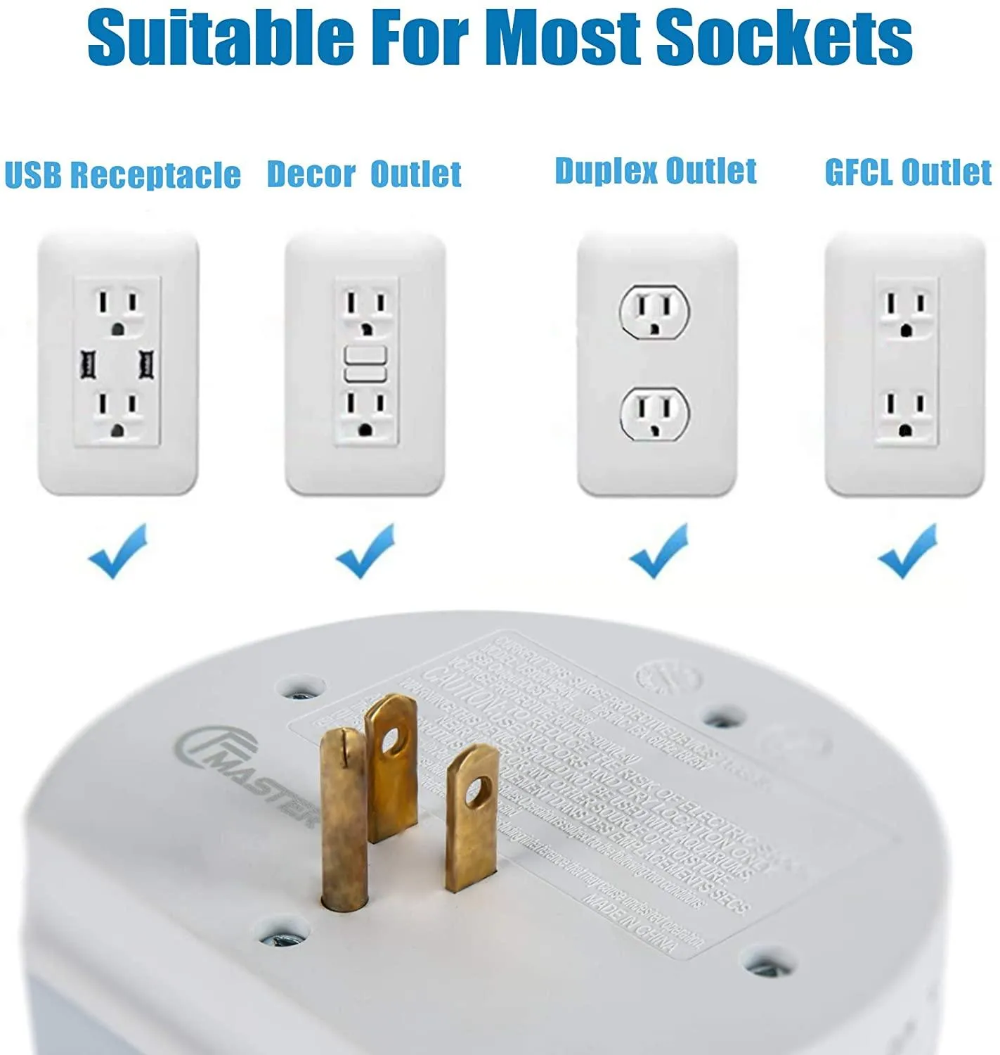Wall Outlet Extender, Surge Protector Multi Plug Wall Charger with 3 Outlets and 2 USB Ports(5V/2.4A), Night Light Multiple Power Outlet for Cruise Ship Travel Office Home, White(2-Pack)