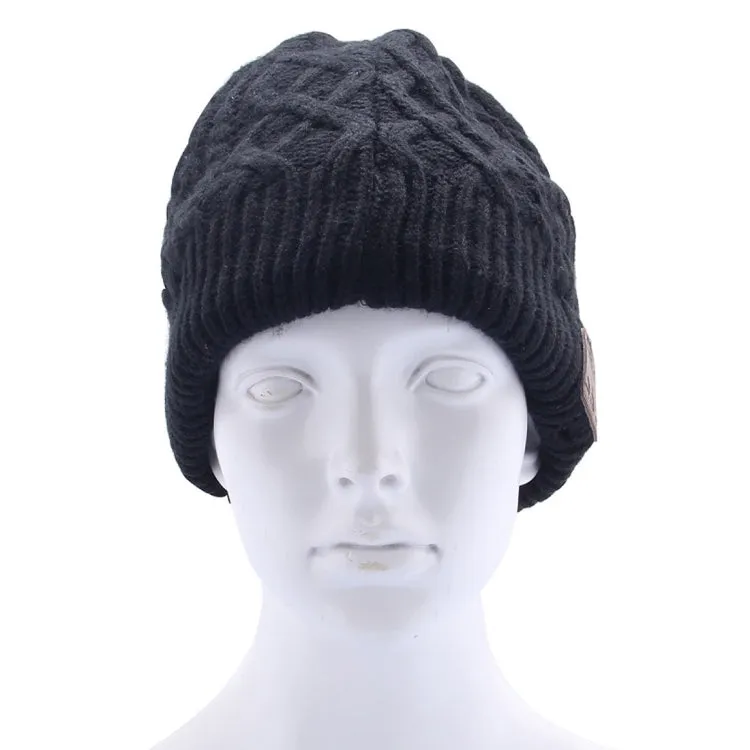 Wavy Textured Knitted Bluetooth Headset Warm Winter Beanie Hat with Mic for Boy & Girl & Adults(Black)