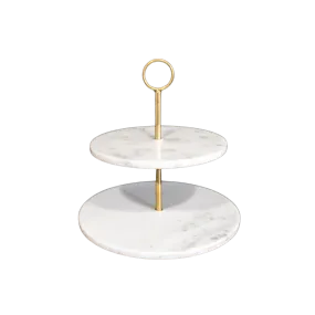WHITE MARBLE CAKE STAND X2  25X25CM