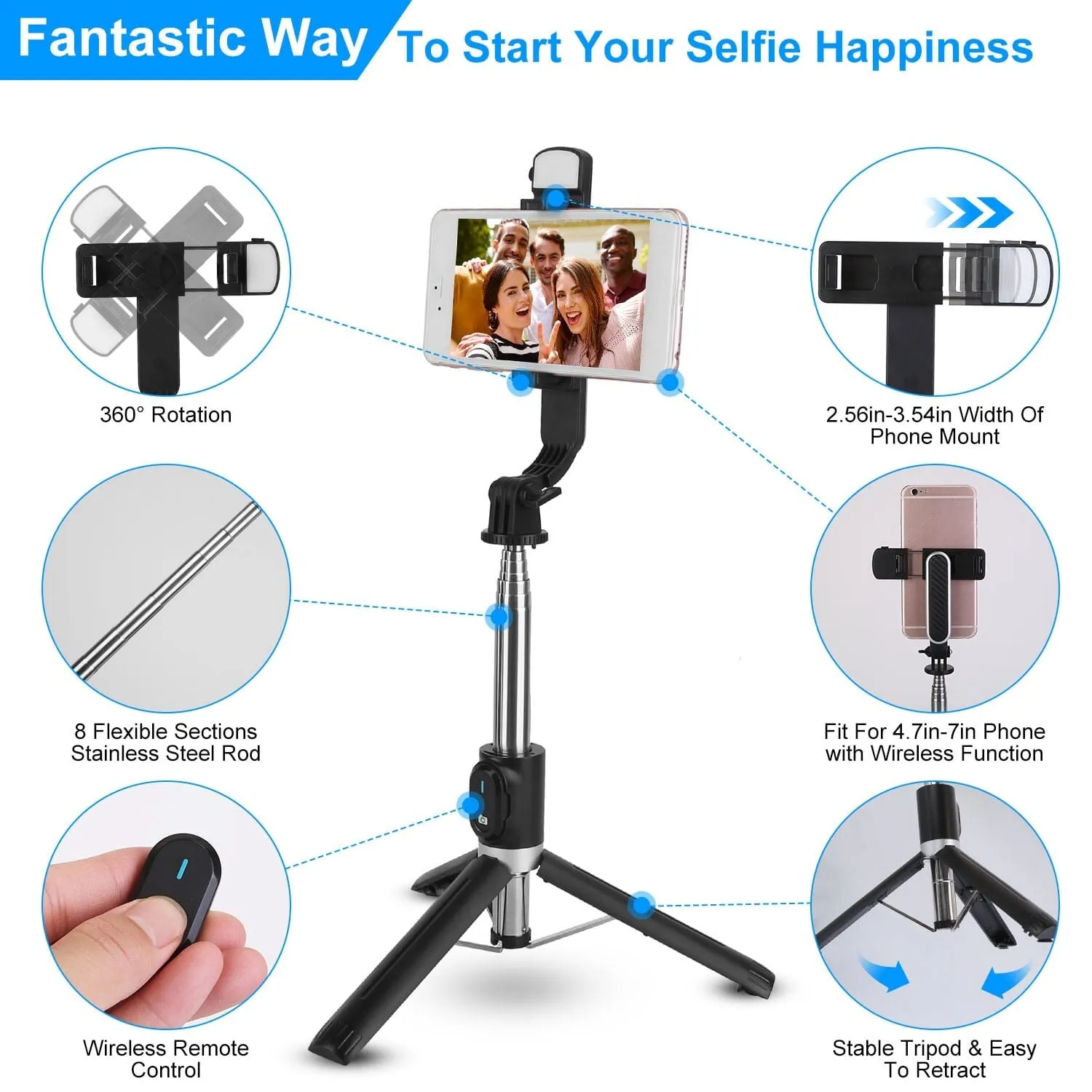 Wireless Selfie Stick Tripod
