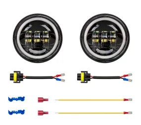 XKGlow Motorcycle Driving Lights 4.5" w/ Amber Halo (2pc) Black or Chrome