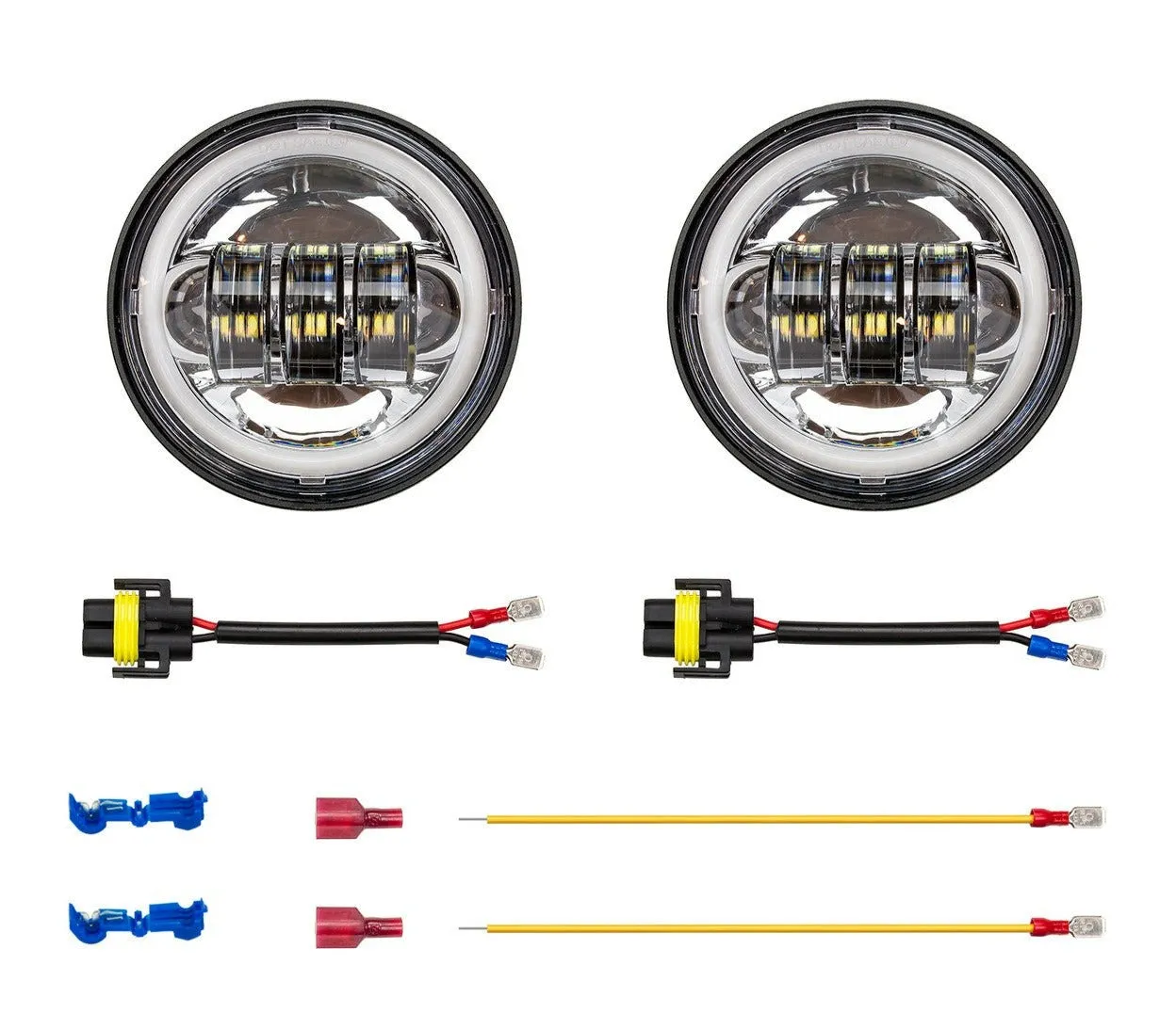 XKGlow Motorcycle Driving Lights 4.5" w/ Amber Halo (2pc) Black or Chrome