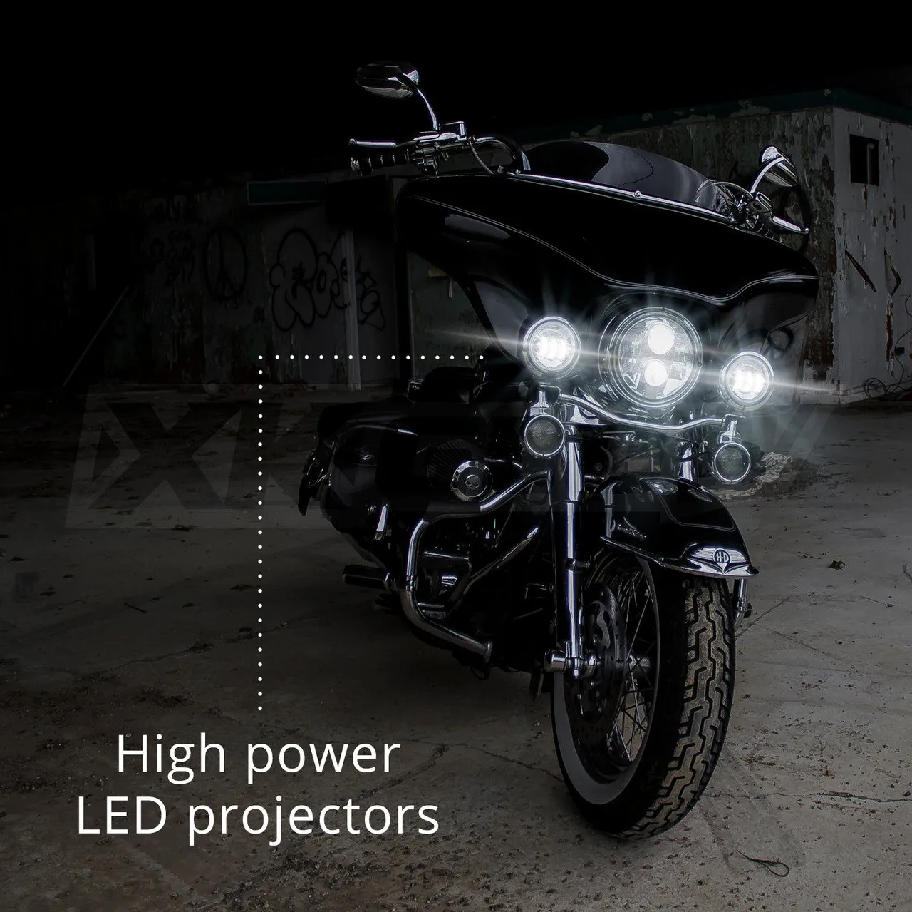 XKGlow Motorcycle Driving Lights 4.5" w/ Amber Halo (2pc) Black or Chrome