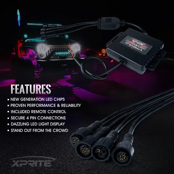 Xprite Victory Series Remote Control RGB LED Rock Lights - 4pcs / 6pcs / 8pcs
