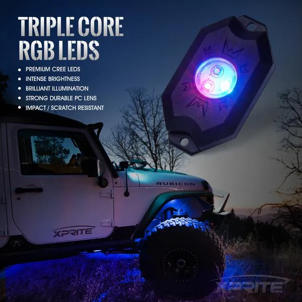 Xprite Victory Series Remote Control RGB LED Rock Lights - 4pcs / 6pcs / 8pcs