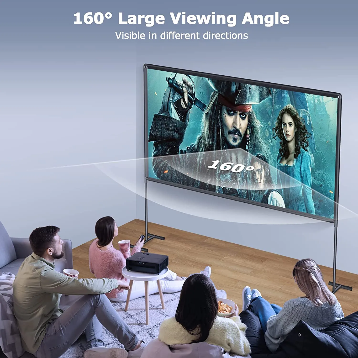 YOWHICK Projector Screen with Stand 120 inch Outdoor Indoor Projection Screen, PS4W