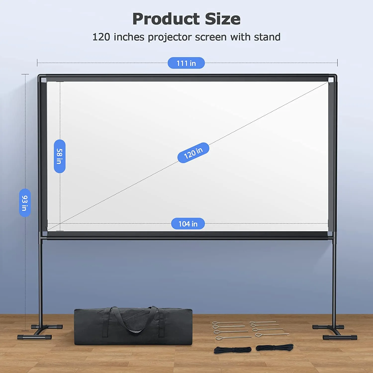 YOWHICK Projector Screen with Stand 120 inch Outdoor Indoor Projection Screen, PS4W