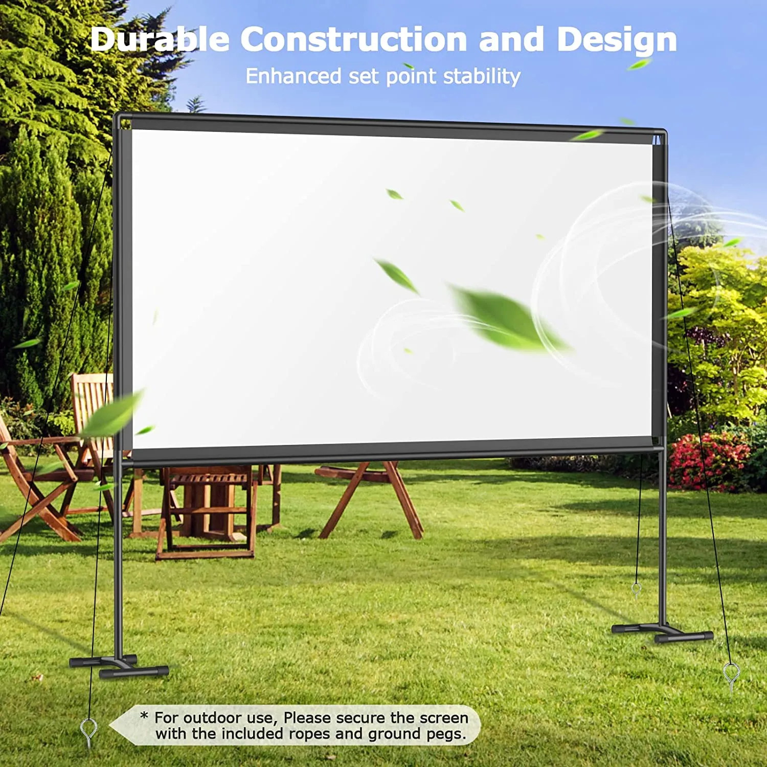 YOWHICK Projector Screen with Stand 120 inch Outdoor Indoor Projection Screen, PS4W