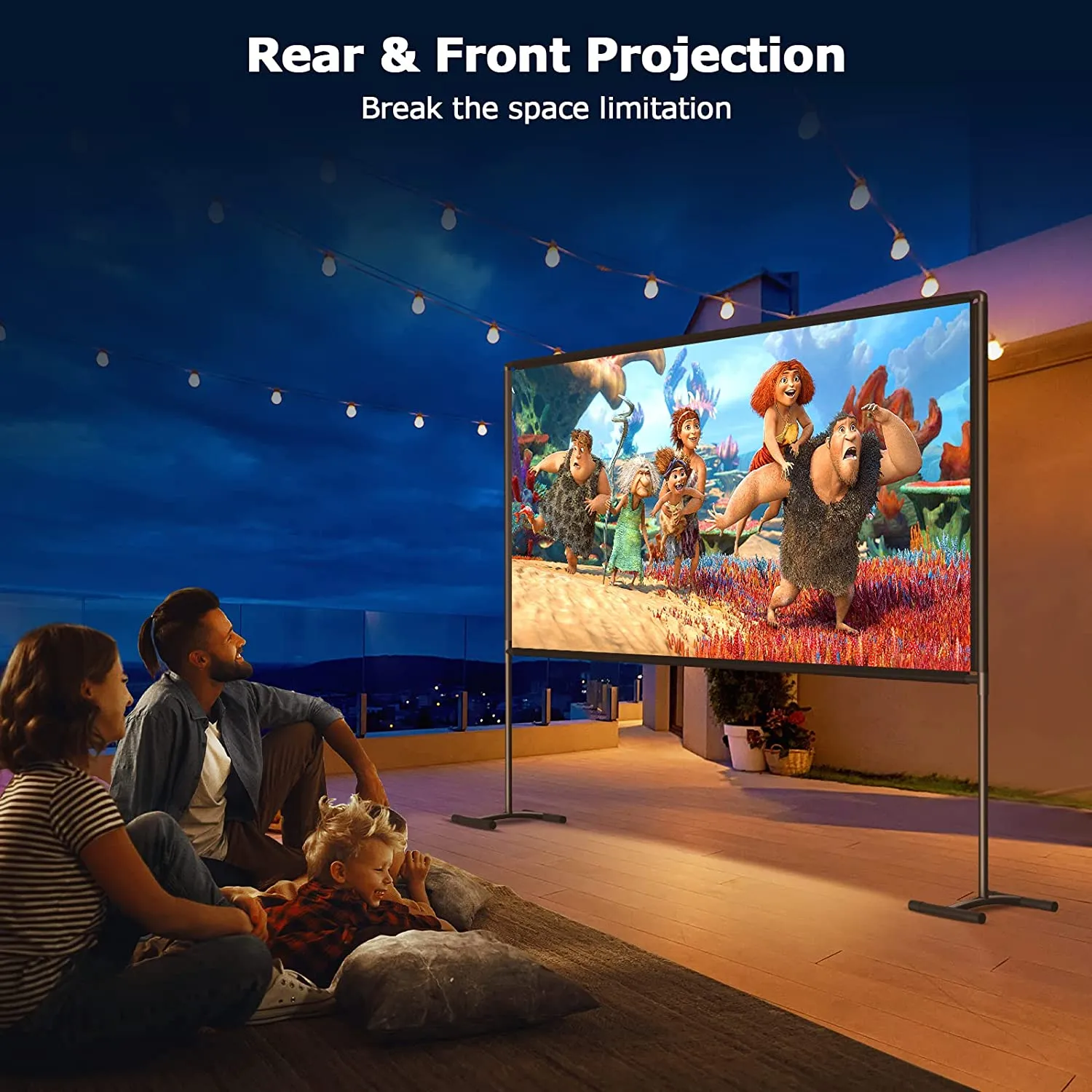 YOWHICK Projector Screen with Stand 120 inch Outdoor Indoor Projection Screen, PS4W