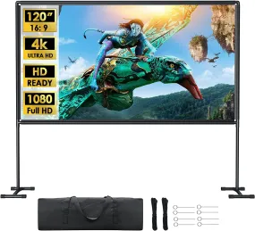 YOWHICK Projector Screen with Stand 120 inch Outdoor Indoor Projection Screen, PS4W YOWHICK Projector Screen with Stand 120 inch Outdoor Indoor Projection Screen, PS4W