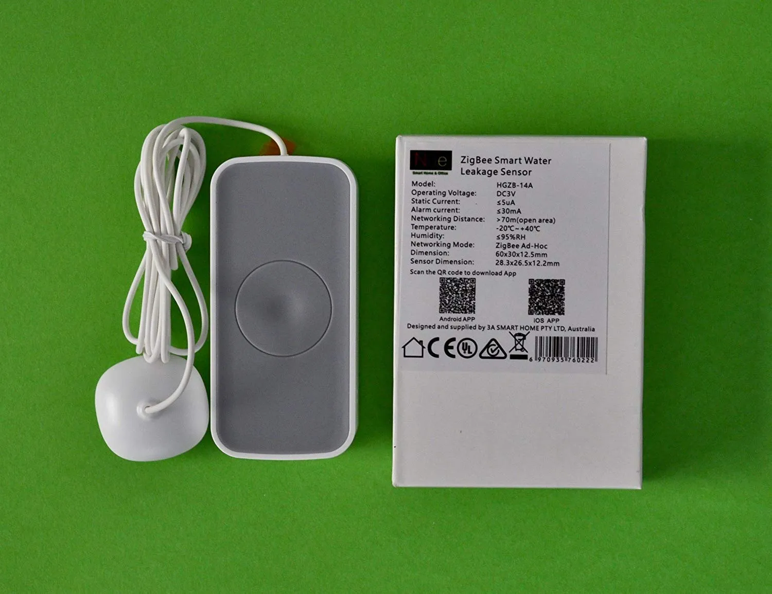 ZigBee Water Leaking Sensor/Detector for SmartThings Hub, Hubitat Hub