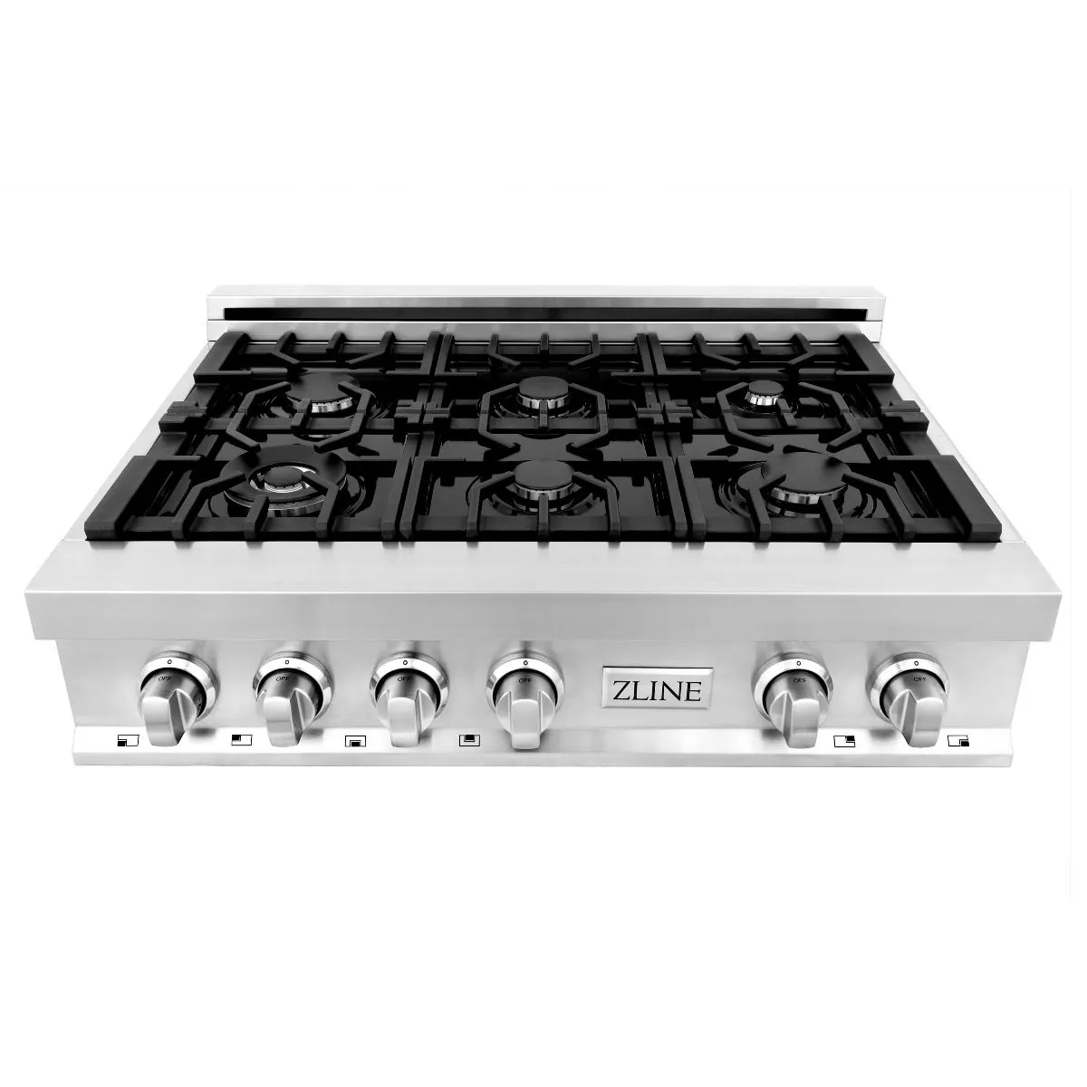 ZLINE 5-Piece Appliance Package - 36-Inch Rangetop, Refrigerator, 30-Inch Electric Wall Oven, 3-Rack Dishwasher, and Convertible Wall Mount Hood in Stainless Steel (5KPR-RTRH36-AWSDWV)