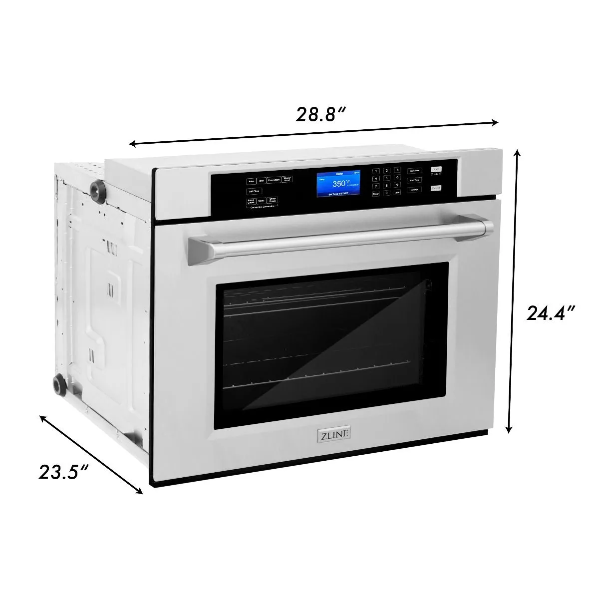 ZLINE 5-Piece Appliance Package - 36-Inch Rangetop, Refrigerator, 30-Inch Electric Wall Oven, 3-Rack Dishwasher, and Convertible Wall Mount Hood in Stainless Steel (5KPR-RTRH36-AWSDWV)