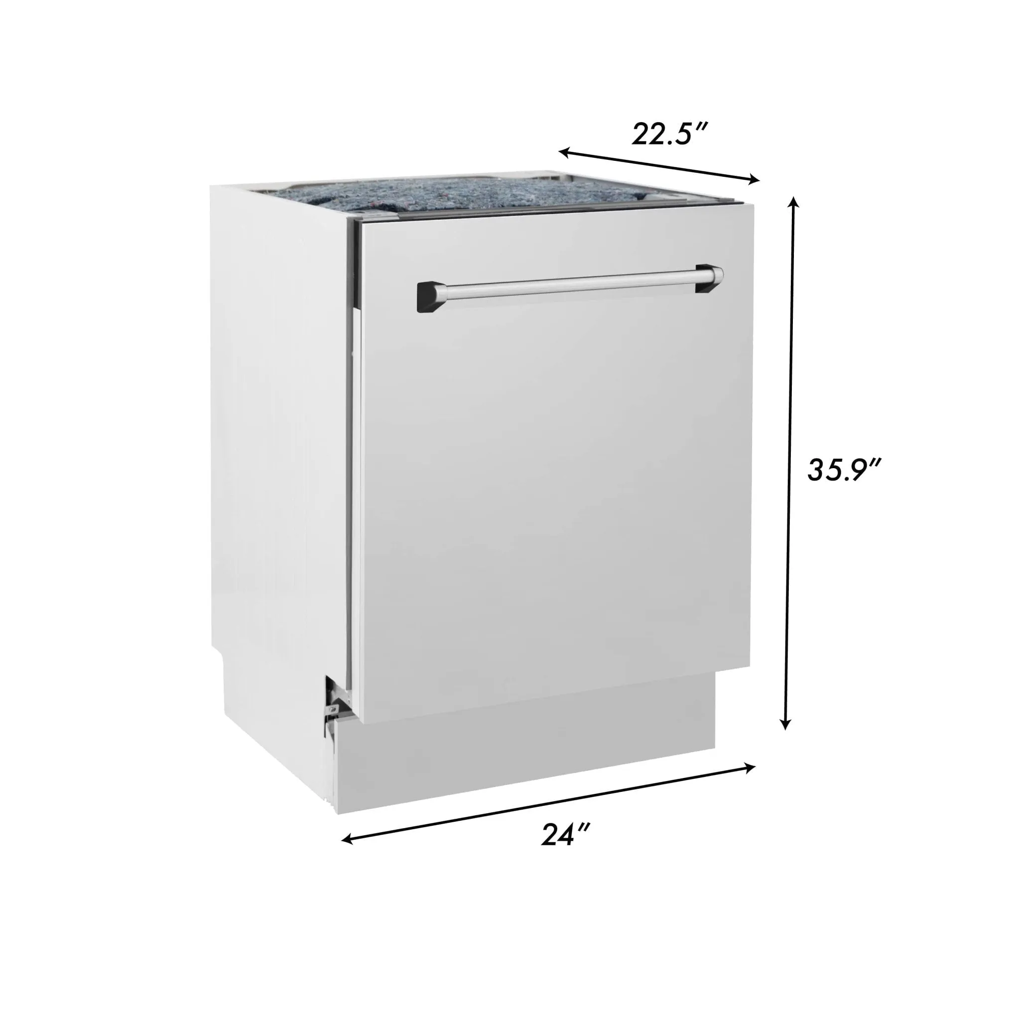 ZLINE 5-Piece Appliance Package - 36-Inch Rangetop, Refrigerator, 30-Inch Electric Wall Oven, 3-Rack Dishwasher, and Convertible Wall Mount Hood in Stainless Steel (5KPR-RTRH36-AWSDWV)
