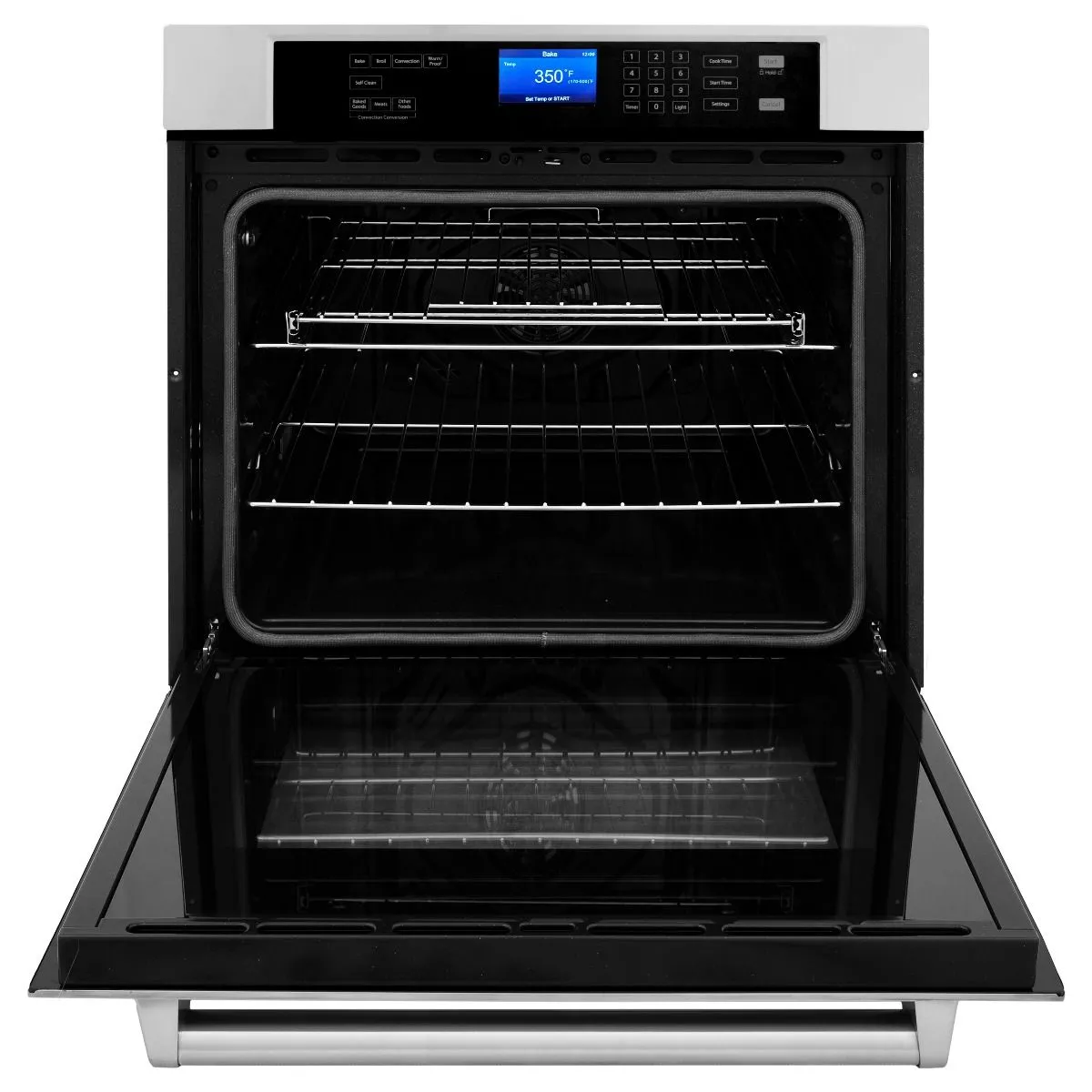 ZLINE 5-Piece Appliance Package - 36-Inch Rangetop, Refrigerator, 30-Inch Electric Wall Oven, 3-Rack Dishwasher, and Convertible Wall Mount Hood in Stainless Steel (5KPR-RTRH36-AWSDWV)